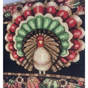 Thanksgiving Turkey Table Runner Tapestry Autumn Fall Harvest Decor 12.5x67 VTG